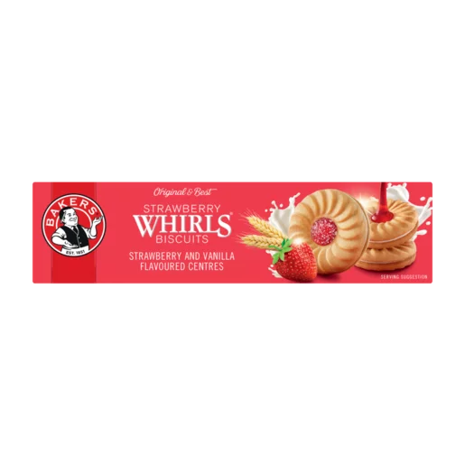 Bakers Strawberry & Vanilla Flavoured Whirl Biscuits 200g